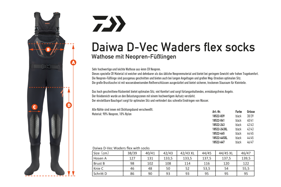 Daiwa D-Vec Waders flex with socks <span>| black</span> Daiwa D-Vec Waders flex with socks <span>| black</span>